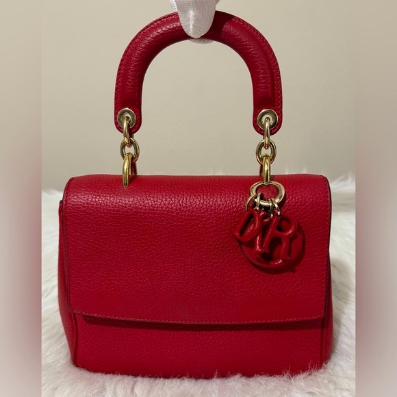 Christian Dior Be Dior Flap Satchel Calf Leather Red Pink Special Edition EUC - Picture 1 of 16
